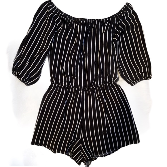 Forever 21 Pants - Black & White Stripped Romper
